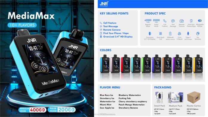 JNR MediaMax 40k puf - JNR vape nicotine content miami mint 486V19